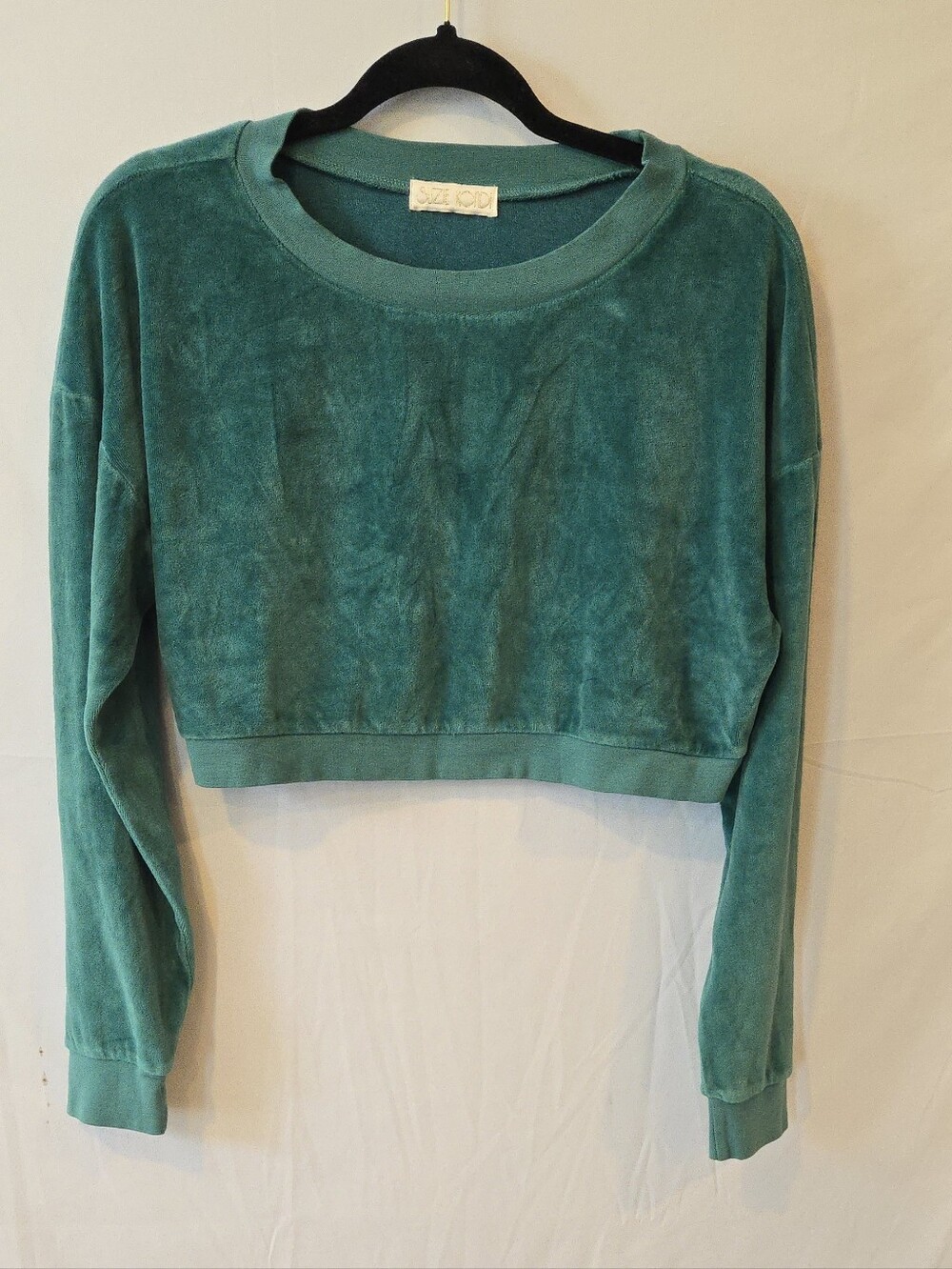 Suzi Kondi Teal Velvet Crop Top